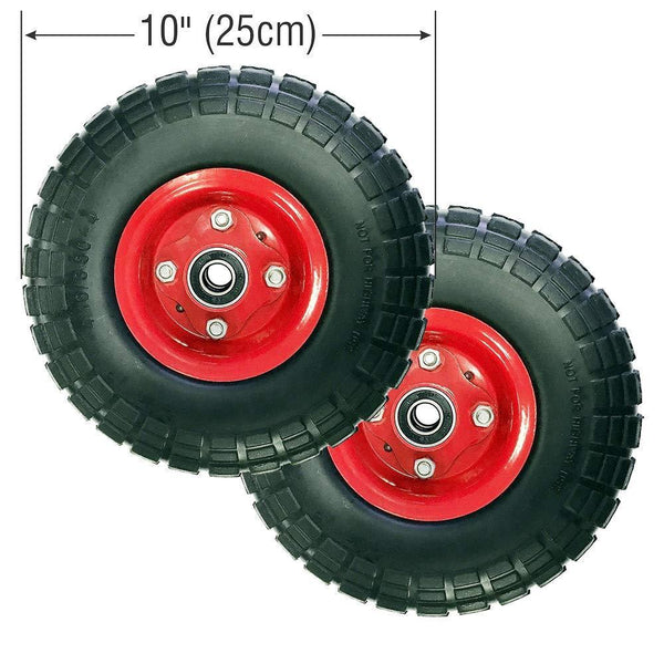 2 x 10" Tyre Pneumatic Sack Trolley Puncture Proof Tubeless Wheel Barrow Foam Tyre - Live4gadgets