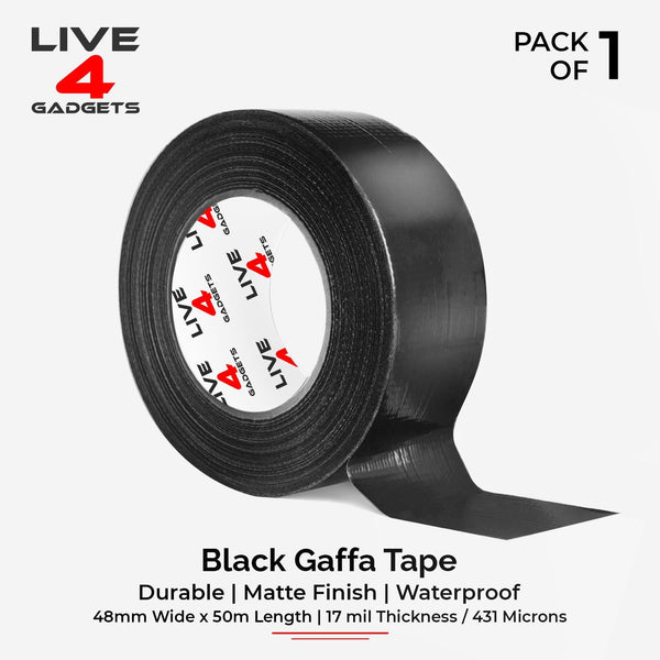 48mm x 50m Black Duct Tape - Live4gadgets