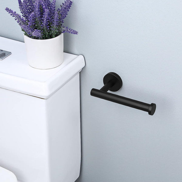 Black Toilet Roll Holder Wall Mounted Round Wide Surfaces Beautifully Designed