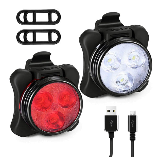 BICYCLE BIKE FRONT & REAR LIGHT SET ULTRA BRIGHT LED USB RECHARGEABLE - Live4gadgets