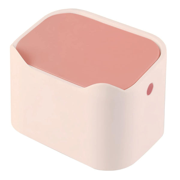 Desk Bin Trash Can with Lid, Mini Portable Table Waste Bin Desktop Dustbin Pink - Live4gadgets