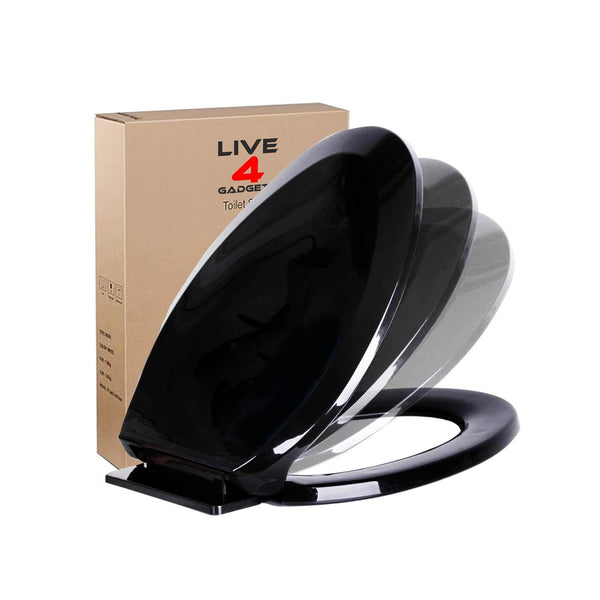 Heavy-Duty Black Soft Close Toilet Seat – Universal Fit, Anti-Slam Design - Live4gadgets