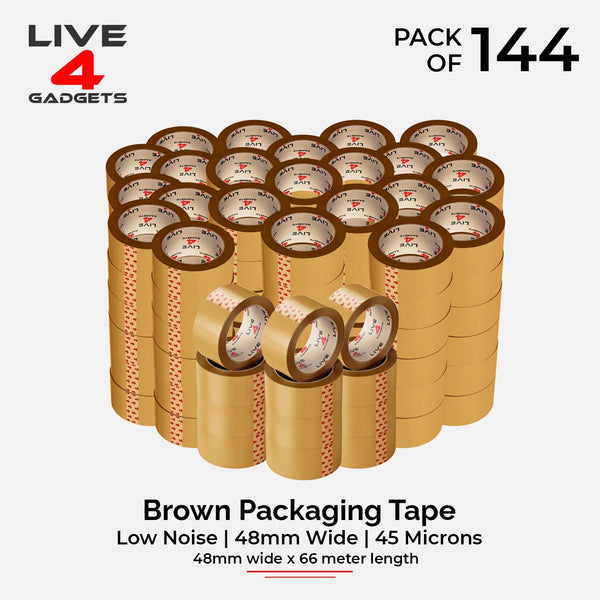 Strong Brown Tape Buff Parcel Packing Tape 48MM X 66M Box Sealing Rolls x 144 - Live4gadgets