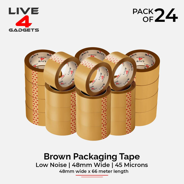 Strong Brown Tape Buff Parcel Packing Tape 48MM X 66M Box Sealing Rolls x 24 - Live4gadgets