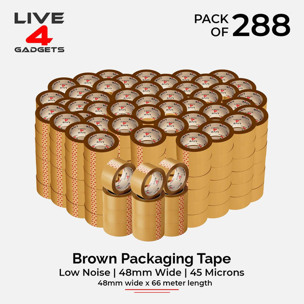 Strong Brown Tape Buff Parcel Packing Tape 48MM X 66M Box Sealing Rolls x 288 - Live4gadgets