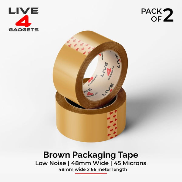 Strong Brown Tape Buff Parcel Packing Tape 48MM X 66M Box Sealing Rolls x 2 - Live4gadgets