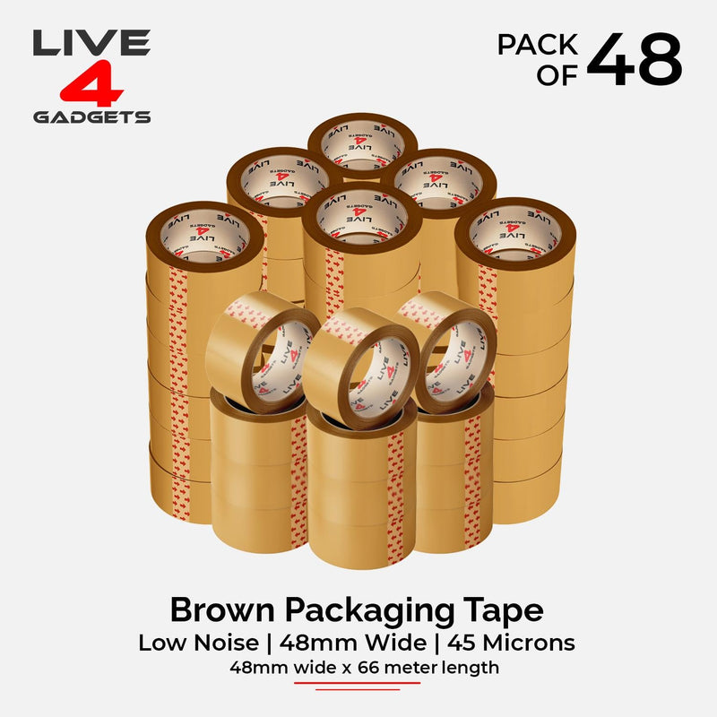 Strong Brown Tape Buff Parcel Packing Tape 48MM X 66M Box Sealing Rolls x 48 - Live4gadgets