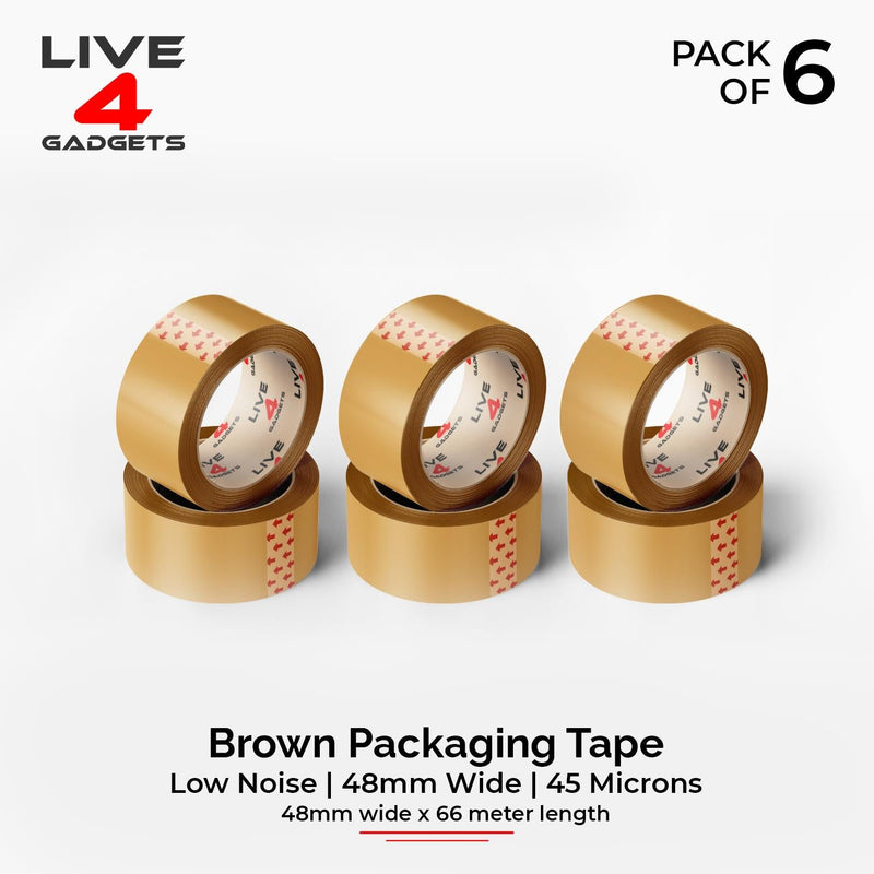 Strong Brown Tape Buff Parcel Packing Tape 48MM X 66M Box Sealing Rolls x 6 - Live4gadgets