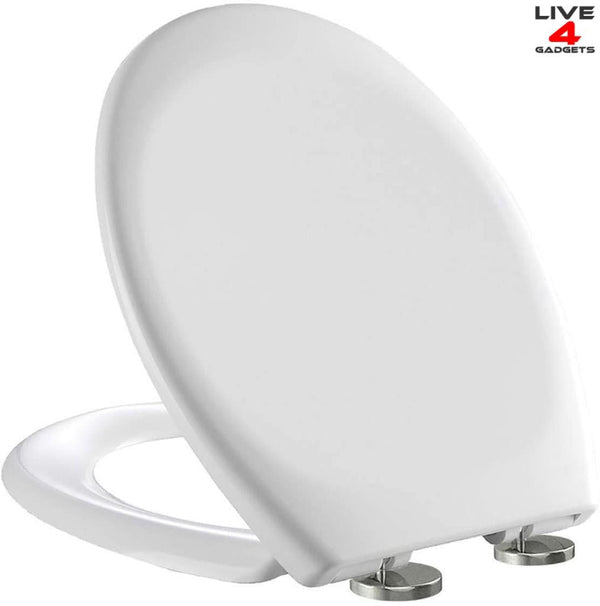 White Hinges Soft Close Toilet Seat – Adjustable, Durable & Easy to Clean - Live4gadgets