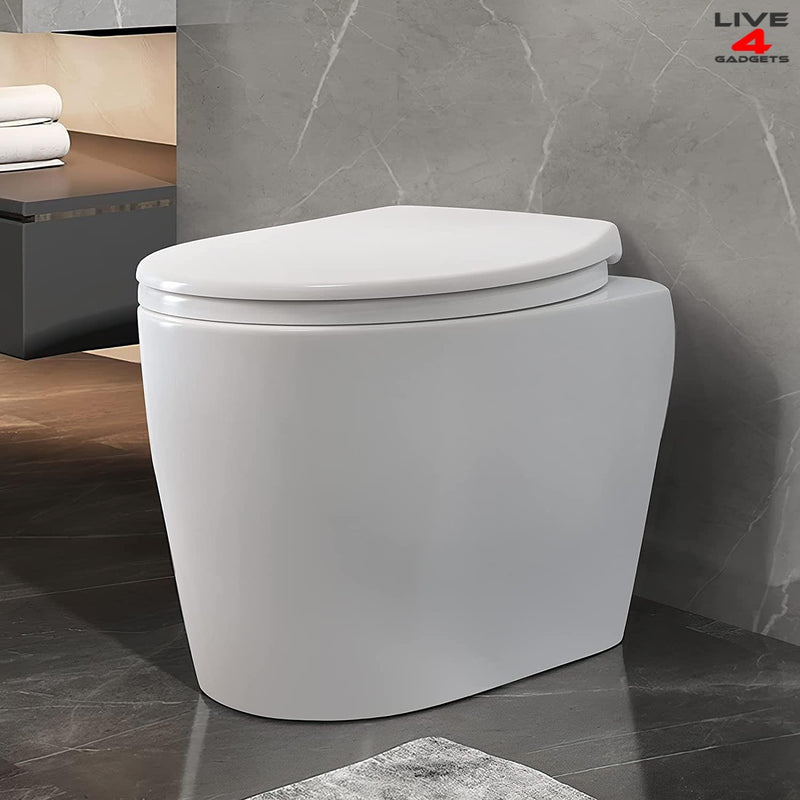 Live4Gadgets Slow Soft Close Toilet Seats White, Top Fixing, Stay Tight Toilet Lid Oval Shape, Heavy Duty Urea-Formaldehyde Anti-Bacterial Material Hygienic Easy to Clean for Bathroom Washroom Home