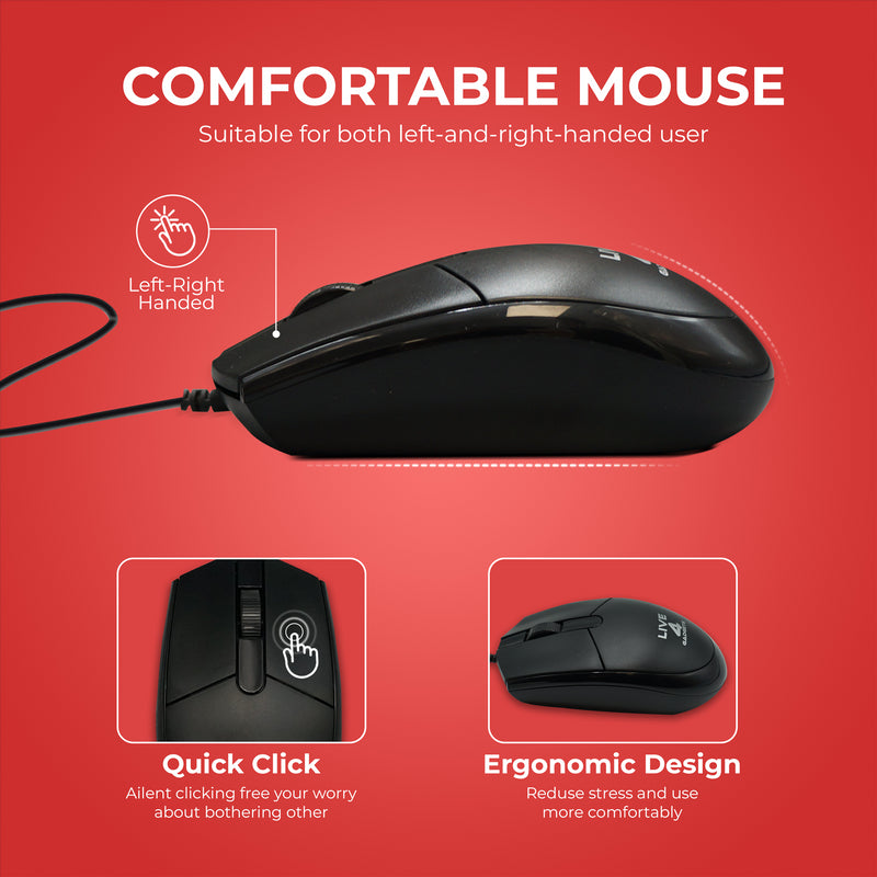 Ultra Fast CMK858 Smooth Typing Wired Keyboard Mouse Combo