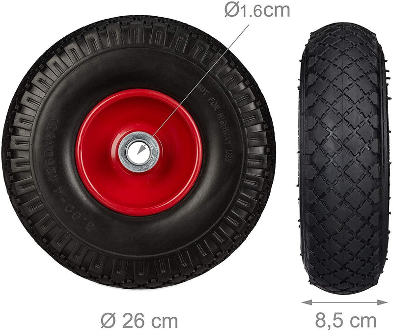 2 x 10" Tyre Pneumatic Sack Trolley Puncture Proof Tubeless Wheel Barrow Foam Tyre